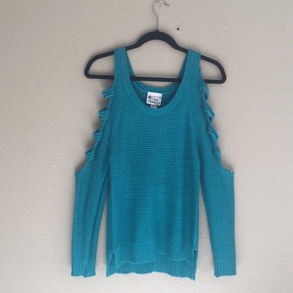 Knit cold shoulder sweater